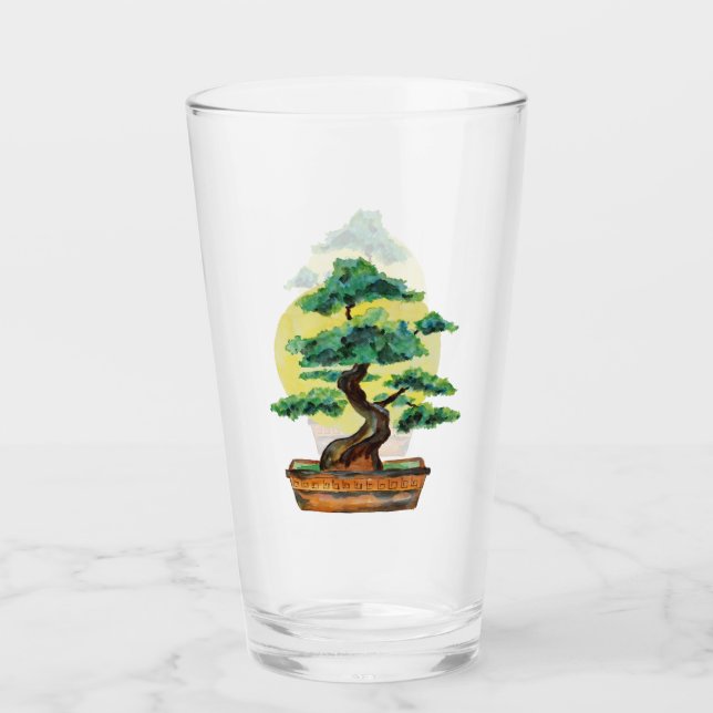 Bonsai Tree Sunshine Glass (Front)