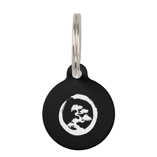 Bonsai Tree W Enso Brush Stroke Pet Tag (Front)