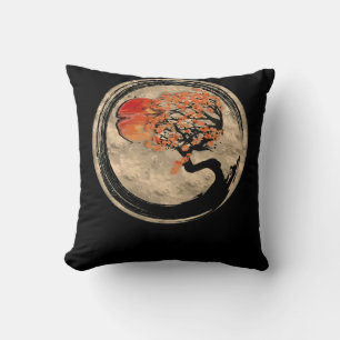 Bonsai Zen Buddhist Enso Circle Tree In Japanese Cushion