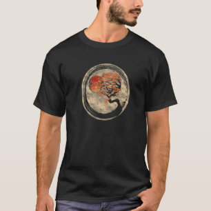 Bonsai Zen Buddhist Enso Circle Tree In Japanese T-Shirt