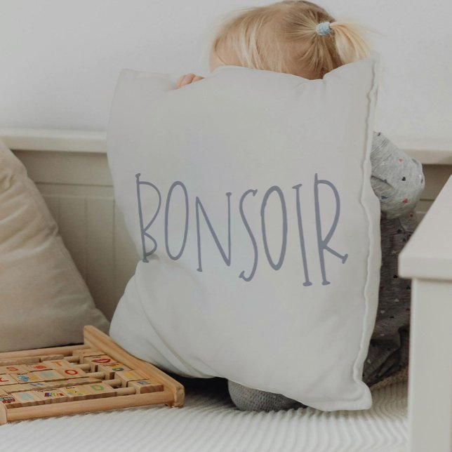 Bonsoir Lumbar Pillow (Hand-Lettered Bonsoir Goodnight Pillow)