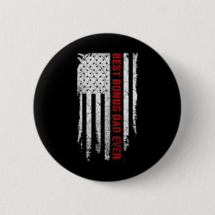 Bonus Dad Ever American Usa Flag Fathers Day Gift 6 Cm Round Badge
