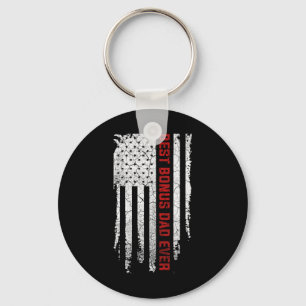 Bonus Dad Ever American Usa Flag Fathers Day Gift  Key Ring