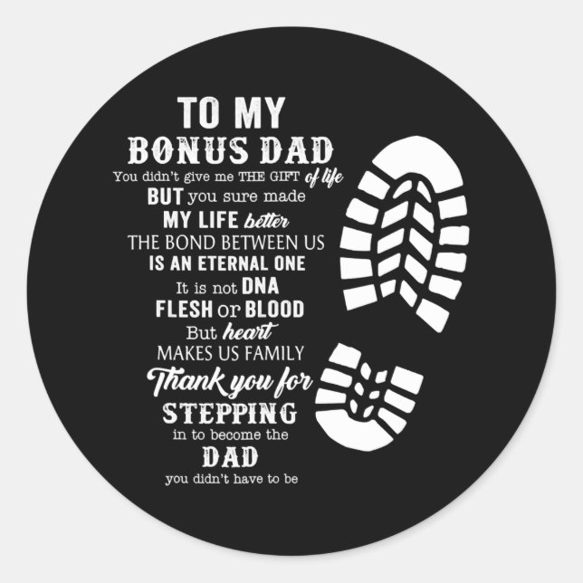 Bonus Dad Fathers Day Gift From Stepdad For Classic Round Sticker (Front)