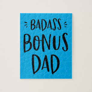 Bonus Dad Fun Stepdad Father's Day Stepfather Blue Jigsaw Puzzle