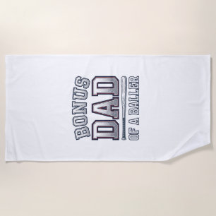 Bonus Dad of a Baller Vintage Sports Shirt Design_ Beach Towel