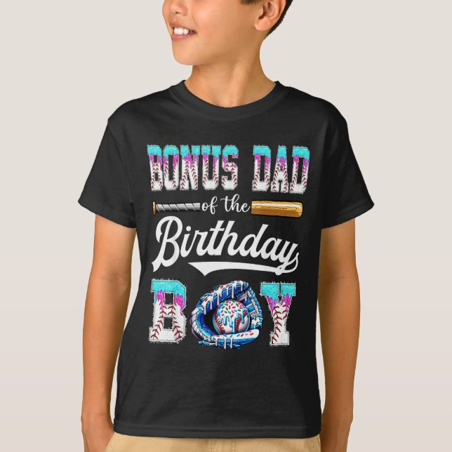Bonus Dad Of The Birthday Boy Baseball Ice Cream D T-Shirt (Front)