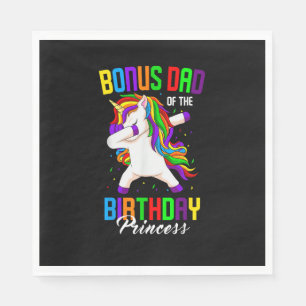 Bonus Dad of the Birthday Princess Unicorn Dabbing Napkin