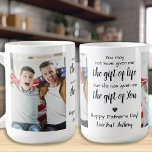BONUS DAD Poem Custom 2 Photo Father's Day Coffee Mug<br><div class="desc">Surprise your bonus dad or step dad this fathers day with a personalised photo coffee mug. "You may not have given me the git of life, but life gave me the gift of You ." Personalise this bonus dad mug with favourite photos, message and name.. Visit our collection for the...</div>