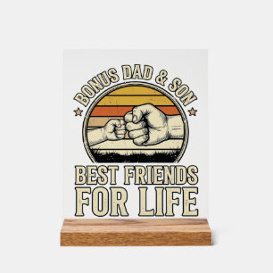 Bonus Dad & Son Best Friends Vintage Shirt Design_ Acrylic Sign