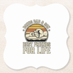 Bonus Dad & Son Best Friends Vintage Shirt Design_ Paper Coaster