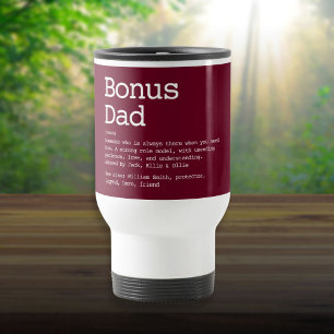 Bonus Dad Stepdad Definition Modern Burgundy Red Travel Mug