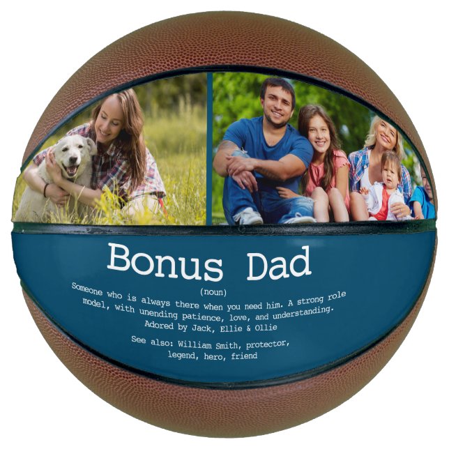 Bonus Dad Stepdad Definition Photo Blue Basketball (Front)