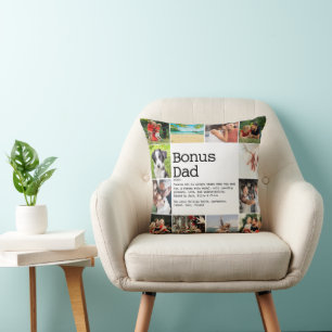 Bonus Dad Stepdad Definition Photo Collage Cushion