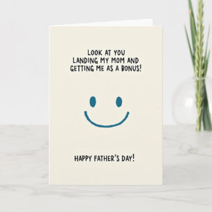 Bonus Dad Teal Smile Fathers Day Card