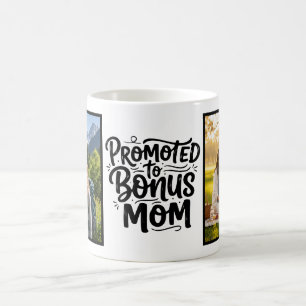 Bonus Mom Promoted Brush Script Two Photo Coffee Mug