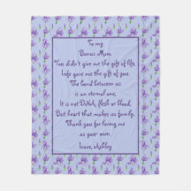 Bonus Mom Purple Iris Medium Fleece Blanket