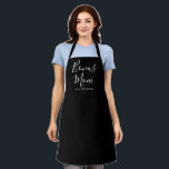 Bonus Mum black custom script and step kids names Apron<br><div class="desc">Bonus Mum personalised custom text cute chic modern kitchen Apron. Great gift for Mother's Day with custom kids names. you can customise the bottom text with the names of your family members, children, kids, step kids, etc Fully customisable white text on black background. All colours are editable. This is a...</div>