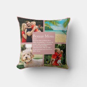 Bonus Mum Definition 4 Photo Blush Pink Cushion