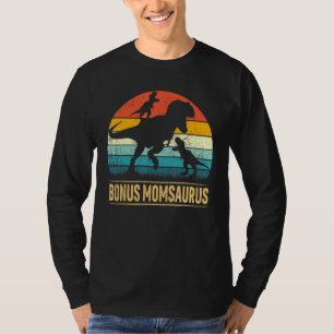 Bonus Mum Dinosaur T Rex Bonus Momsaurus 2 Kids Mo T-Shirt