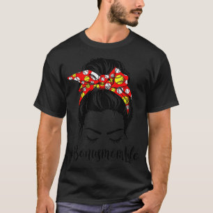 Bonus Mum Life Softball Baseball Mothers Day Messy T-Shirt