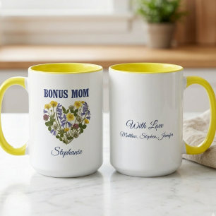 Bonus Mum Meadow Wildflower Floral Heart Blue Mug