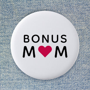 Bonus Mum   Modern Pink Heart Mother's Day 6 Cm Round Badge