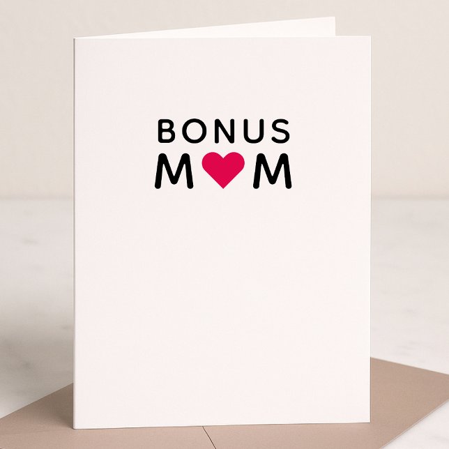 Bonus Mum | Modern Pink Heart Mother's Day Card (Creator Uploaded)