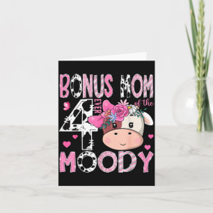 Bonus Mum of The Four Moody 4th Birthday Girl Cow Card