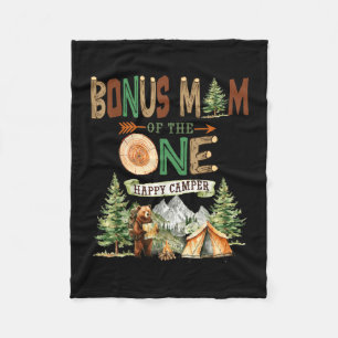 Bonus mum of the one happy camper 1st birthday fleece blanket