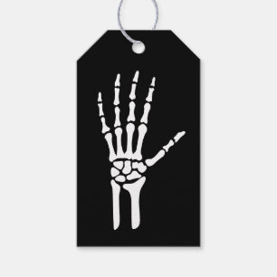Bony Skeleton Hand On Black Halloween Gift Tags