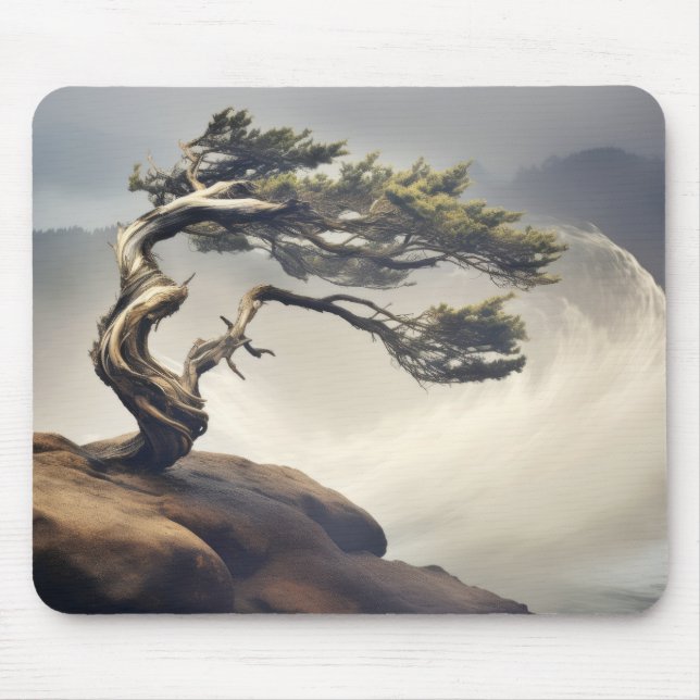 Bonzai Plant Wind Tranquil Peaceful Nature Serene  Mouse Pad (Front)
