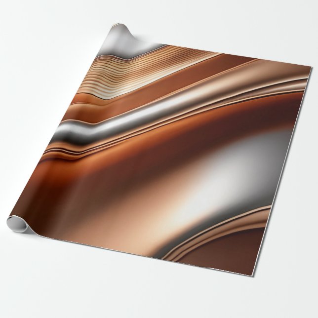 Bonze Silver Wavy Patterned Wrapping Papper  Wrapping Paper (Unrolled)