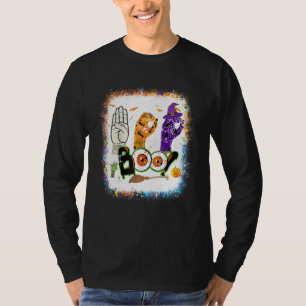 Boo American Sign Language Asl Deaf Halloween Cost T-Shirt