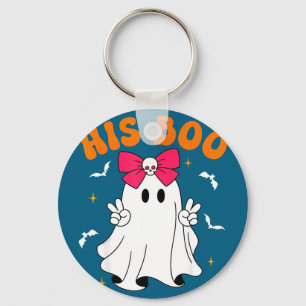 Boo & boo funny matching halloween couples key ring
