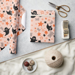 Boo and Ghosts Seamless Halloween Wrapping Paper