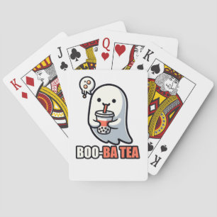 Boo-Ba Tea Ghost – Playful Halloween Boba Lover De Playing Cards