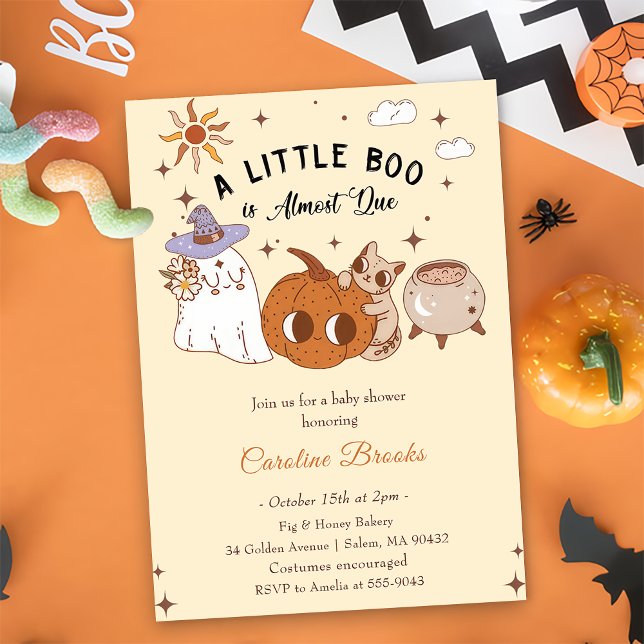 Boo Baby Shower a Little Boo Is Almost Due  Invitation (Creator Uploaded)