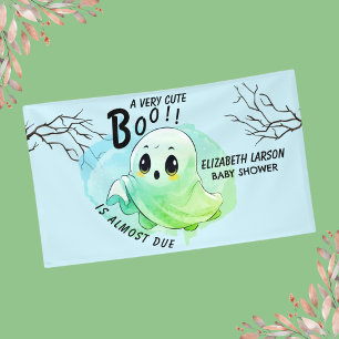 Boo Baby Shower Halloween Blue Themed Cute Party Banner
