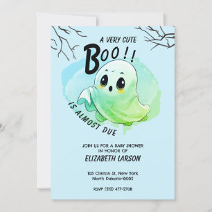 Boo Baby Shower Halloween Blue Themed Cute Party Invitation