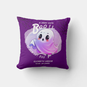 Boo Baby Shower Halloween Deep Purple Themed Party Cushion