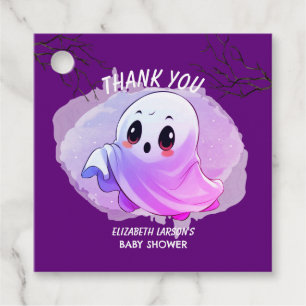 Boo Baby Shower Halloween Deep Purple Themed Party Favour Tags