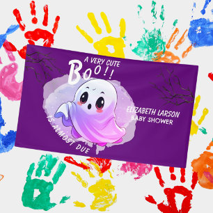 Boo Baby Shower Halloween Purple Themed Cute Party Banner