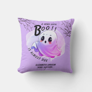 Boo Baby Shower Halloween Purple Themed Cute Party Cushion
