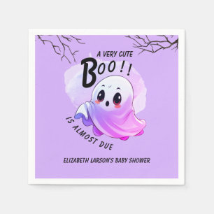 Boo Baby Shower Halloween Purple Themed Cute Party Napkin