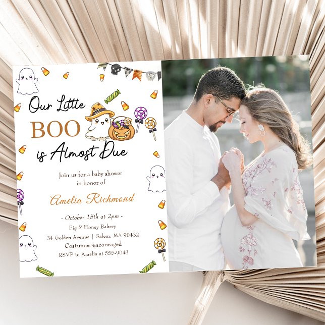 Boo Baby Shower Our Little Boo Is Almost Due Photo Invitation (Creator Uploaded)