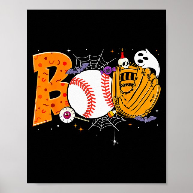 Boo Baseball Player Catcher Tcher Funny Halloween  Poster (Front)