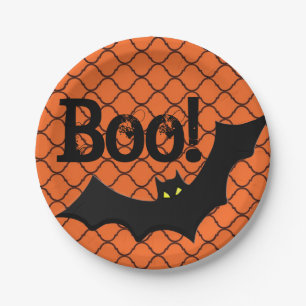 Boo! Bat Halloween Party Paper Plate