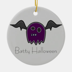 Boo Bat Purple Ghost Batty Halloween Ornament