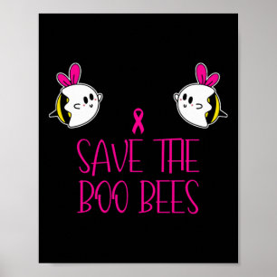 Boo Bees Breast Cancer Awareness Halloween Save Th Poster